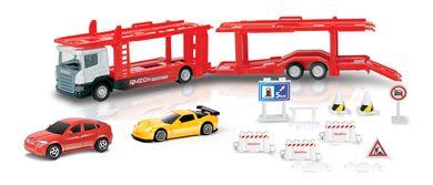 JUNIOR - Transporter Jumbo Playset[ BMW X6 (Red) + Corvette C6-R (Yellow)]